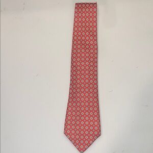 Kiton Red and White Geometric Tie Classic Accessory